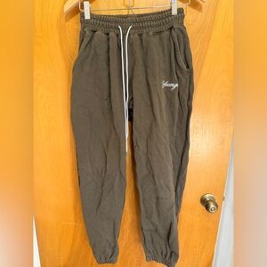 YoungLA Dark Brown Joggers with White Drawstring